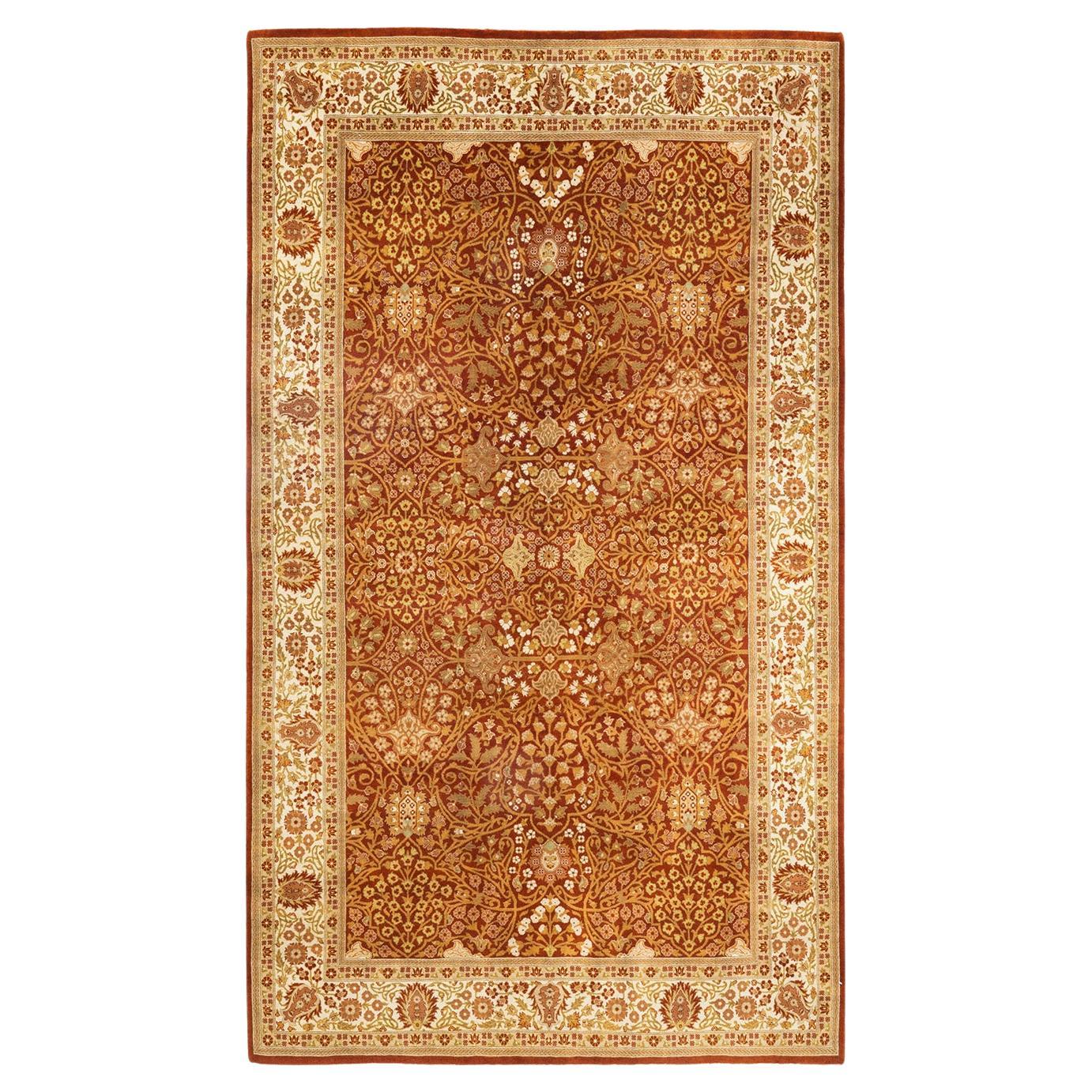 One-of-a-kind Hand Knotted Oriental Mogul Orange Area Rug For Sale