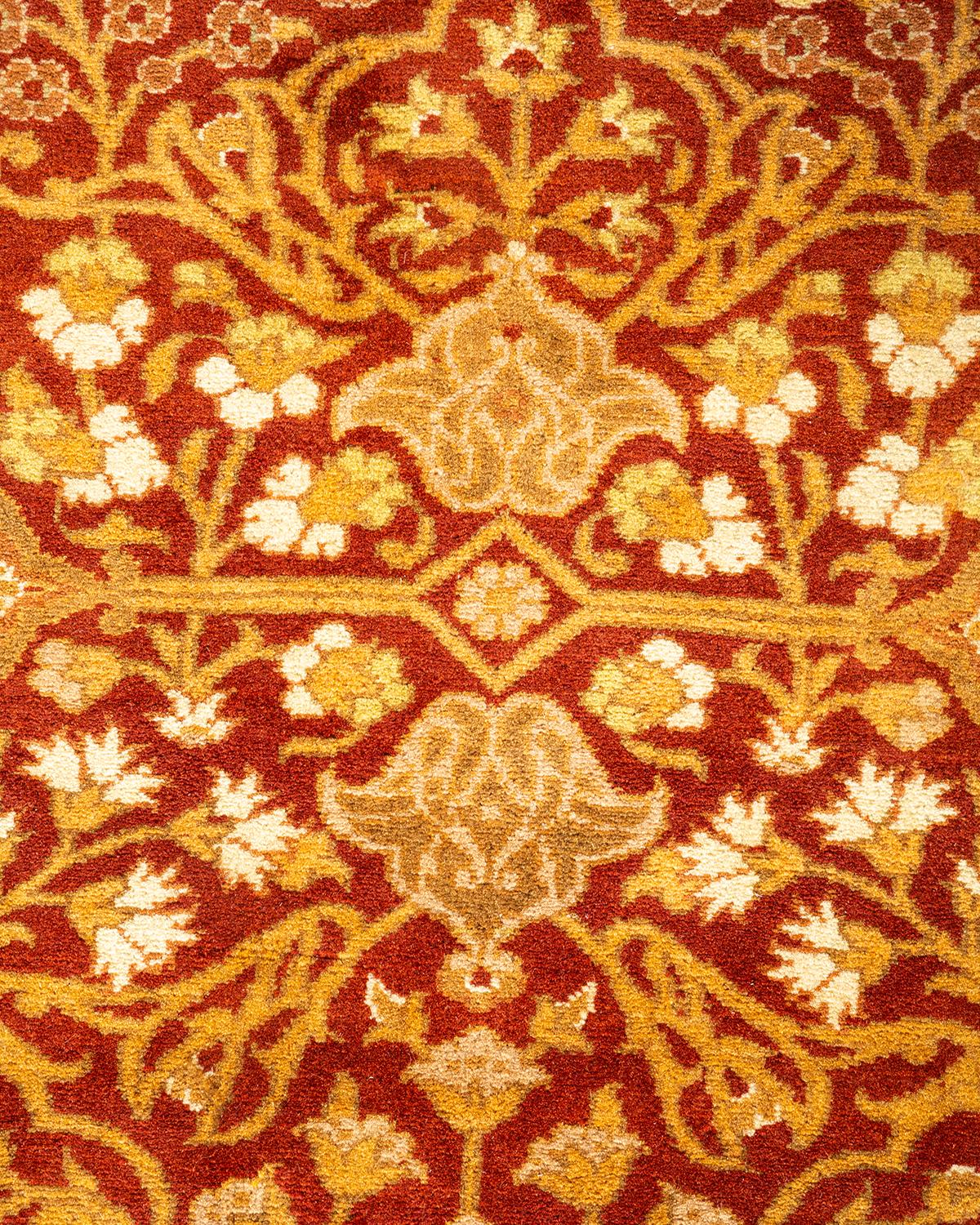 Pakistani One-of-a-Kind Hand Knotted Oriental Mogul Orange Area Rug For Sale