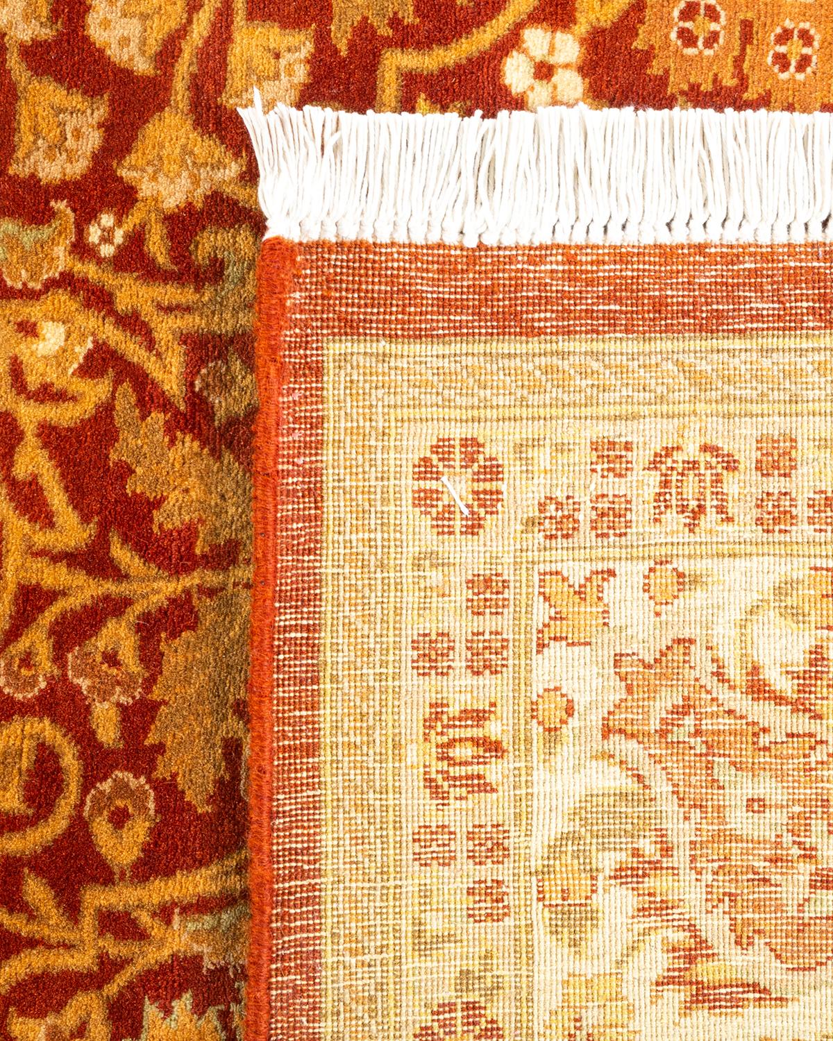 Contemporary One-of-a-Kind Hand Knotted Oriental Mogul Orange Area Rug For Sale