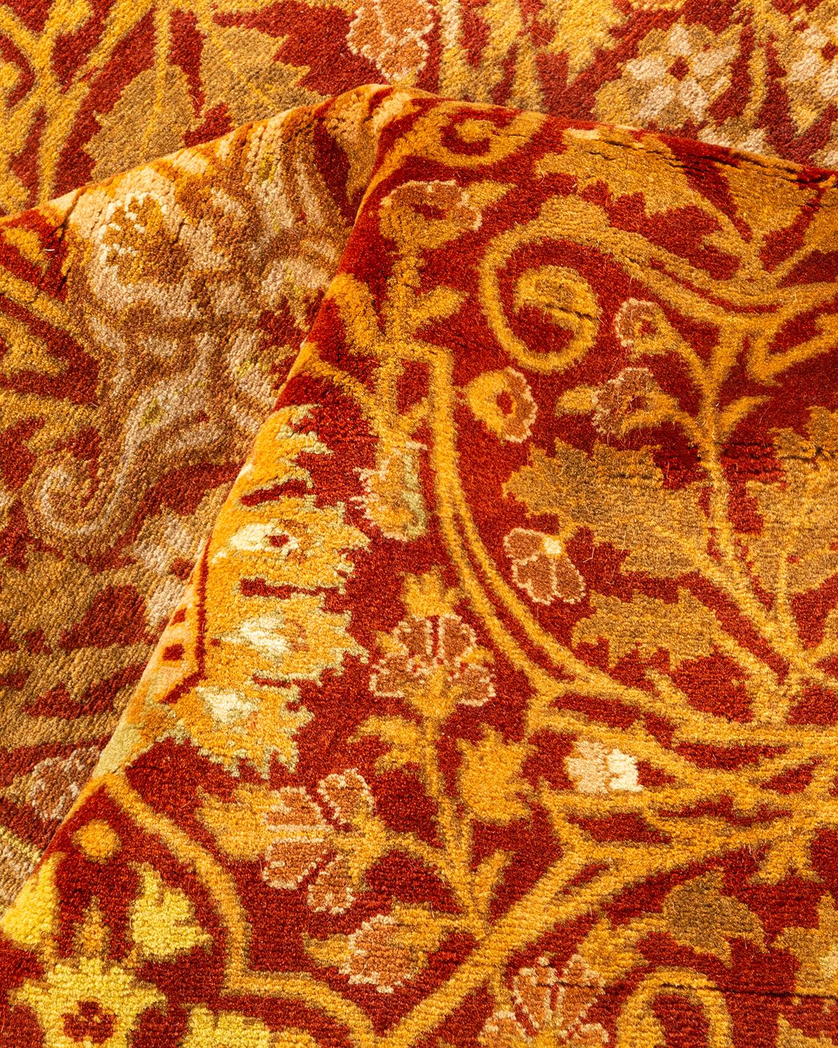 One-of-a-Kind Hand Knotted Oriental Mogul Orange Area Rug For Sale 1