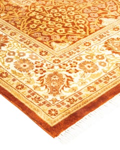One-of-a-kind Hand Knotted Oriental Mogul Orange Area Rug 5' 3" x 8' 10"