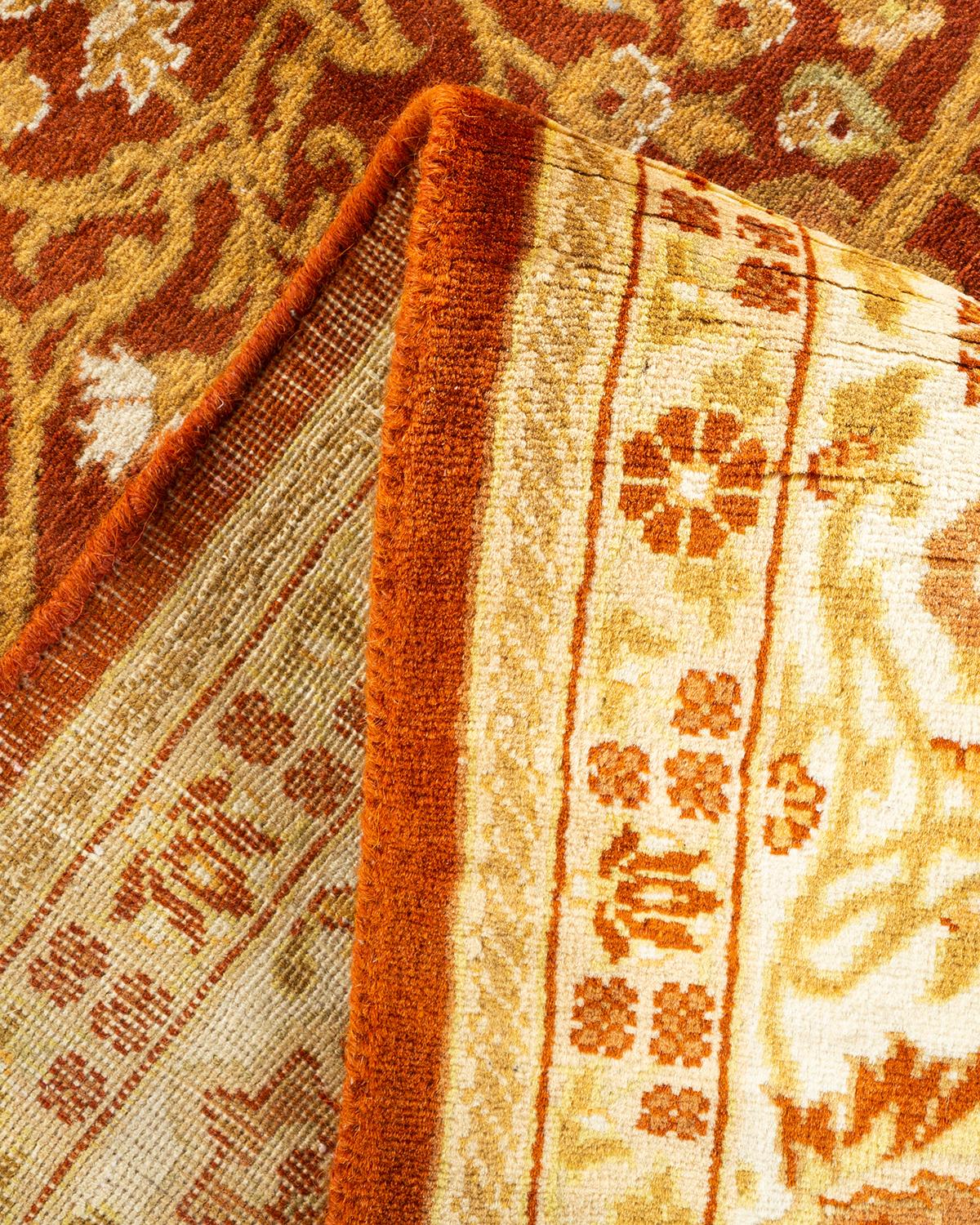 Wool One-of-a-kind Hand Knotted Oriental Mogul Orange Area Rug 5' 3