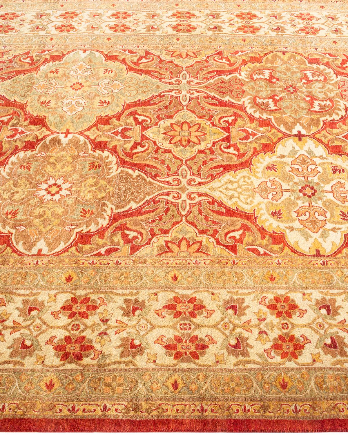 Einzigartiger handgeknüpfter orientalischer Mogul-Teppich in Orange im Zustand „Neu“ im Angebot in Norwalk, CT