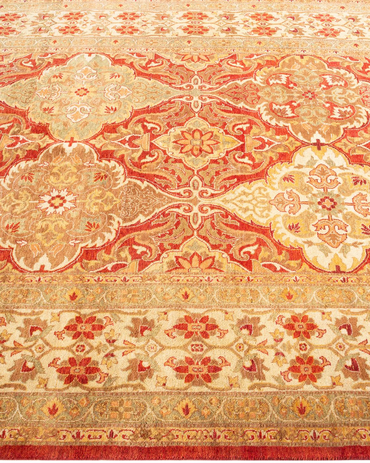 One-Of-A-Kind Hand Knotted Oriental Mogul Orange Area Rug In New Condition For Sale In Norwalk, CT