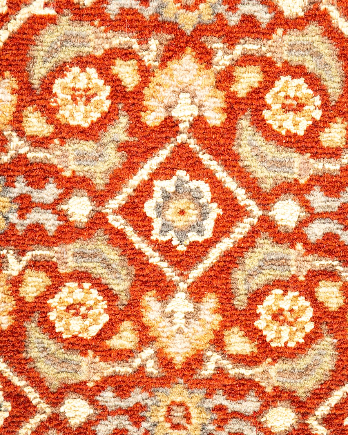 Handgeknüpfter, orangefarbener Oriental Mogul Teppich, Unikat (Pakistanisch) im Angebot