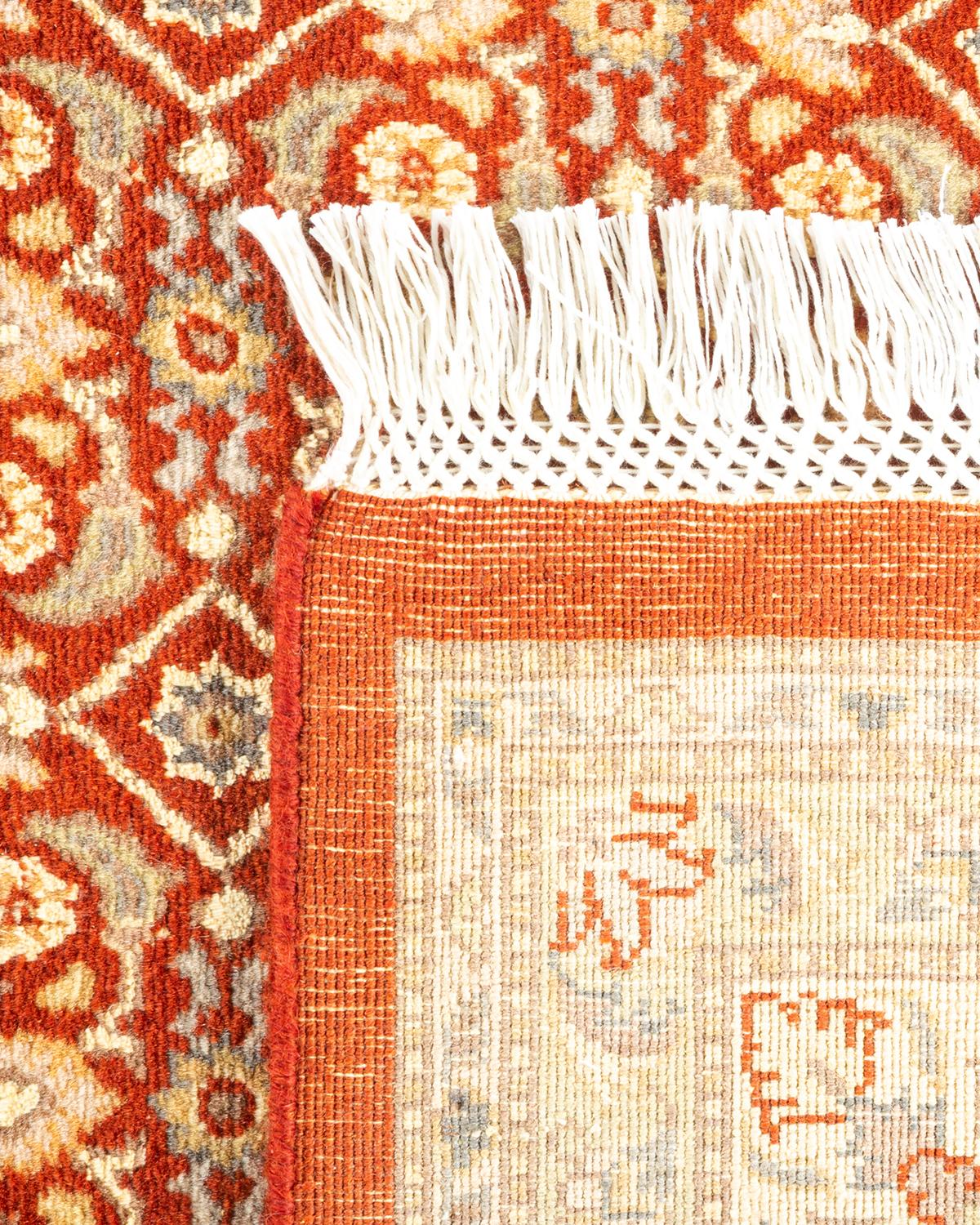Handgeknüpfter, orangefarbener Oriental Mogul Teppich, Unikat (21. Jahrhundert und zeitgenössisch) im Angebot