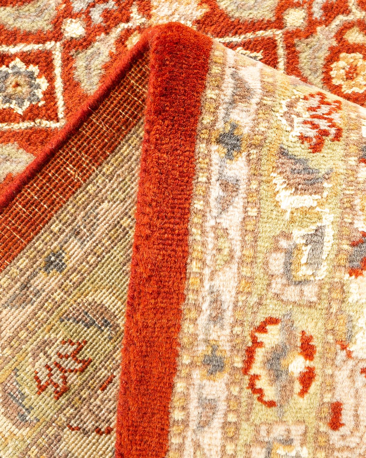 Handgeknüpfter, orangefarbener Oriental Mogul Teppich, Unikat (Wolle) im Angebot