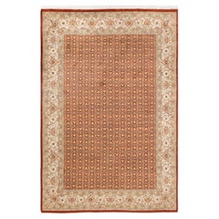 Handgeknüpfter, orangefarbener Oriental Mogul Teppich, Unikat