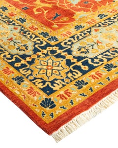 One-of-a-Kind Hand Knotted Oriental Mogul Orange Area Rug