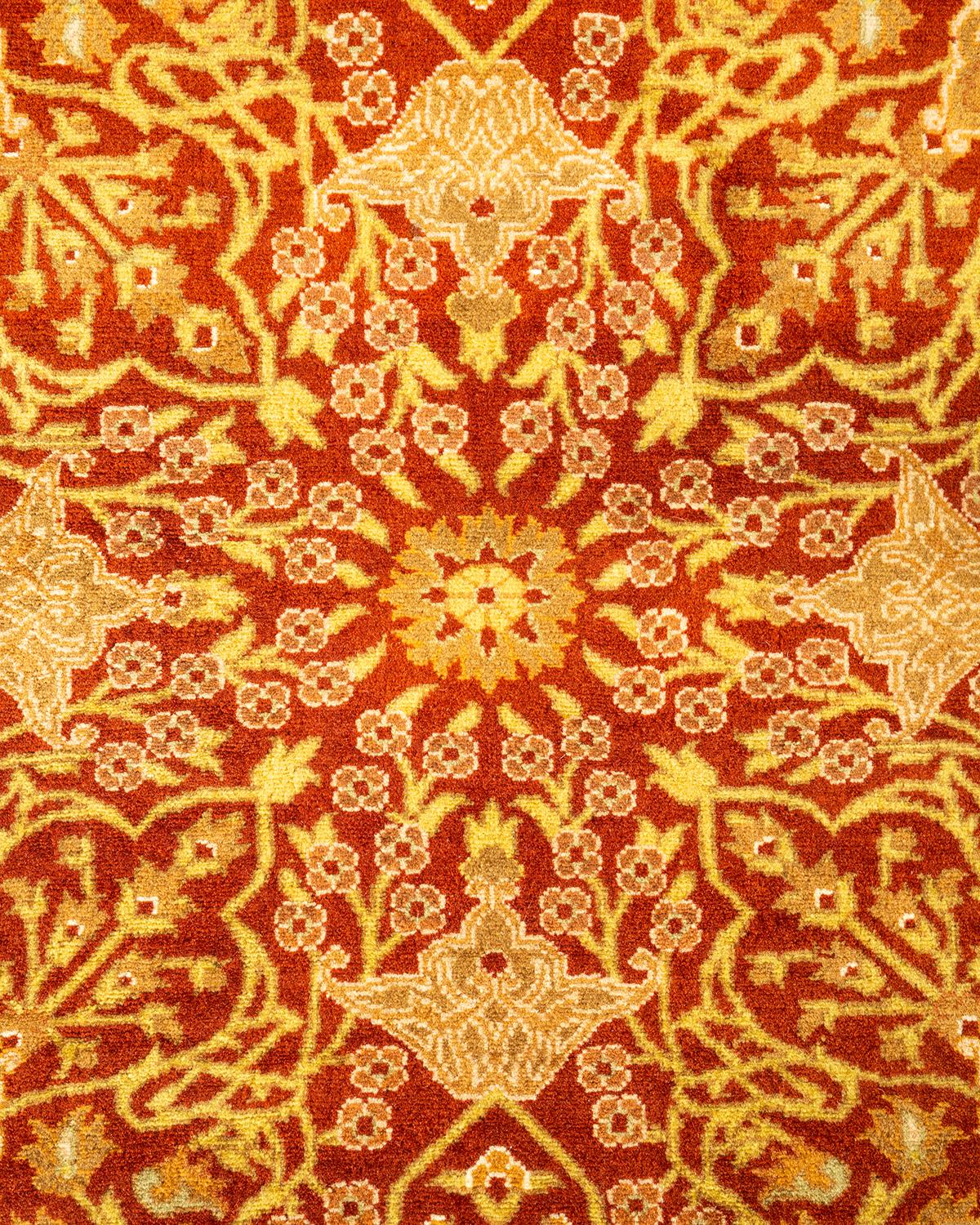 Handgeknüpfter orientalischer Mogul-Teppich in Orange, Unikat (Pakistanisch) im Angebot