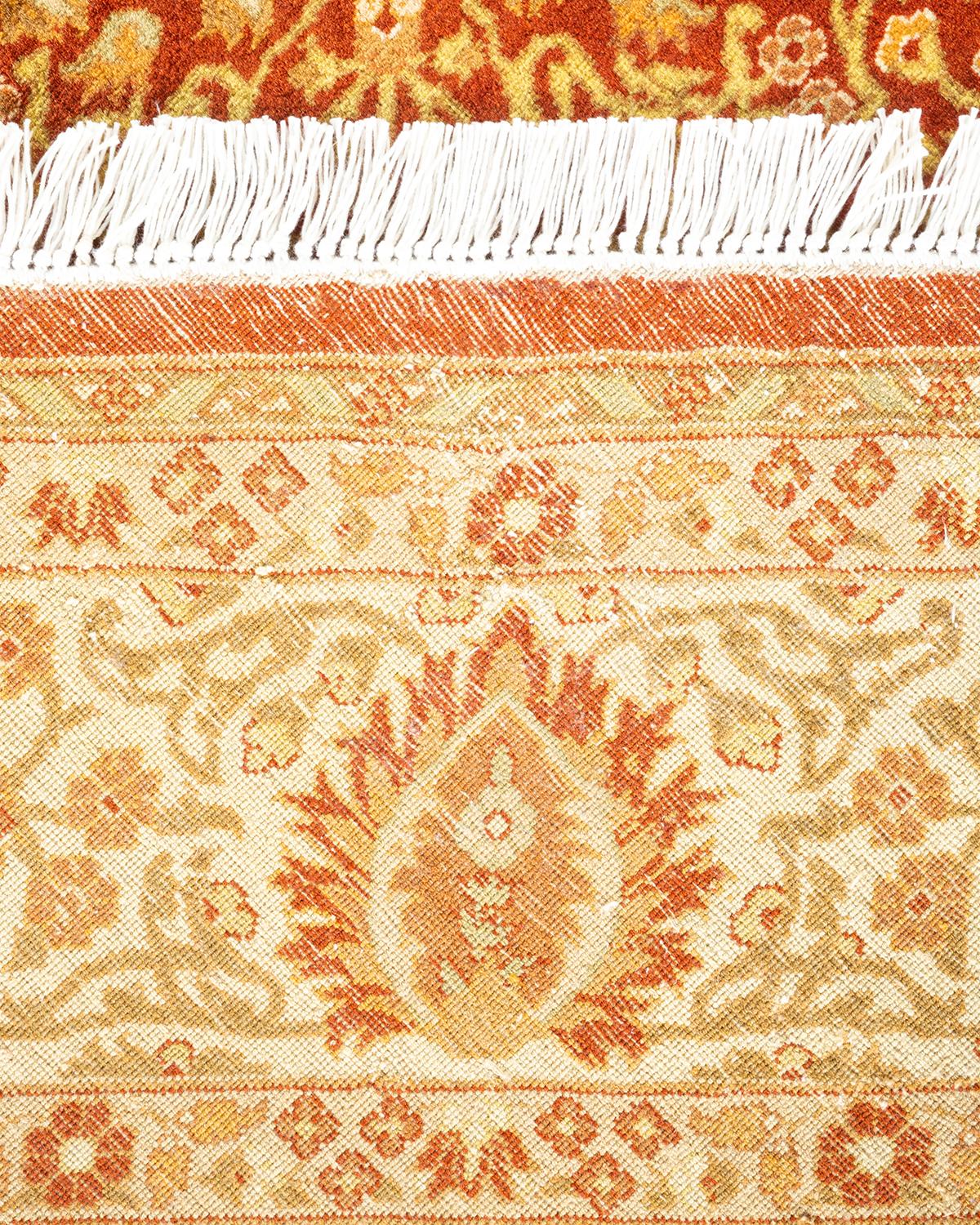 Handgeknüpfter orientalischer Mogul-Teppich in Orange, Unikat (21. Jahrhundert und zeitgenössisch) im Angebot