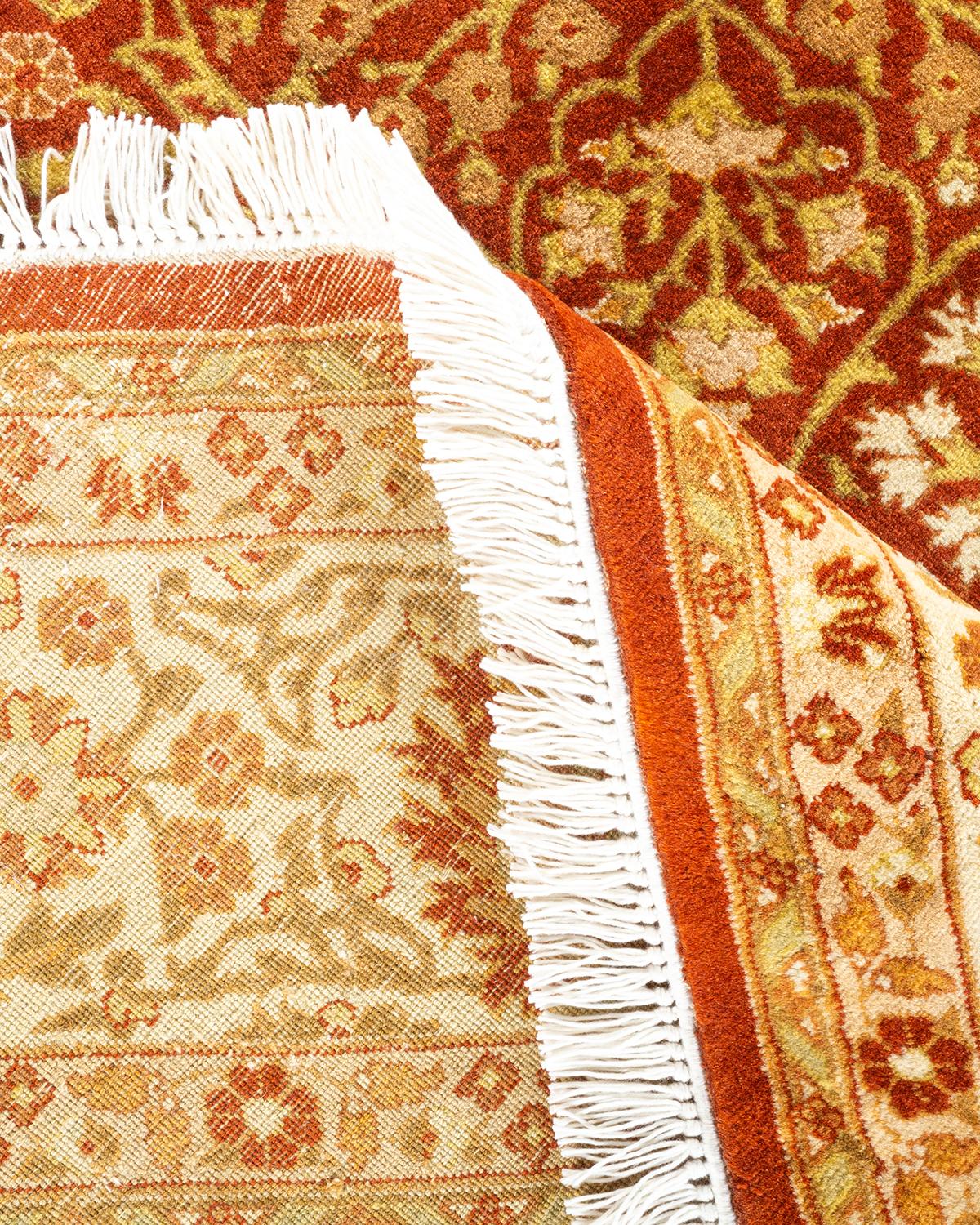 Handgeknüpfter orientalischer Mogul-Teppich in Orange, Unikat (Wolle) im Angebot