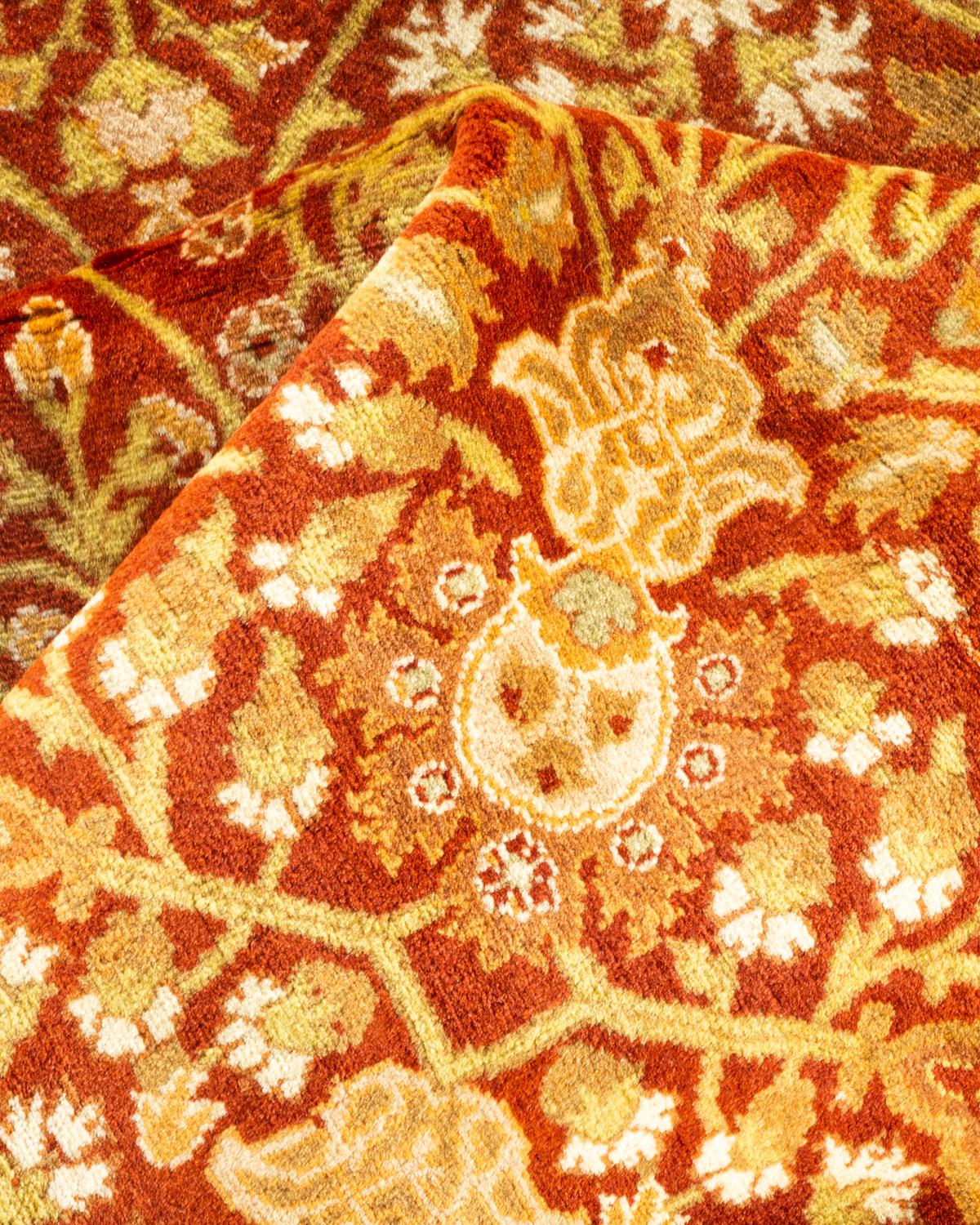 Handgeknüpfter orientalischer Mogul-Teppich in Orange, Unikat im Angebot 1