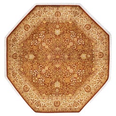 Handgeknüpfter orientalischer Mogul-Teppich in Orange, Unikat