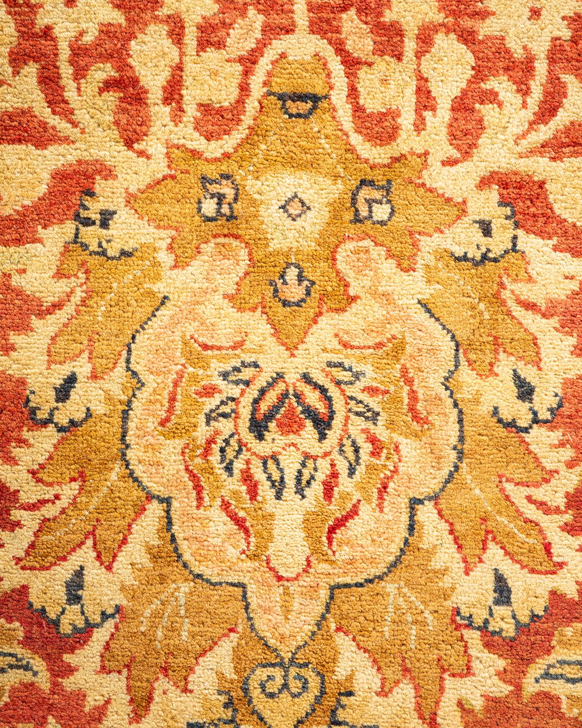 Handgeknüpfter orientalischer Mogul-Teppich in Orange, Unikat (Pakistanisch) im Angebot