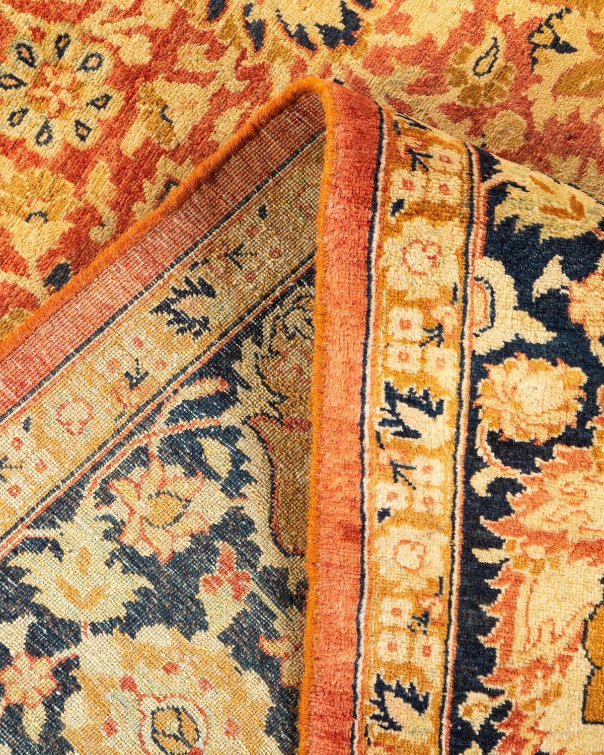 Handgeknüpfter orientalischer Mogul-Teppich in Orange, Unikat (Wolle) im Angebot
