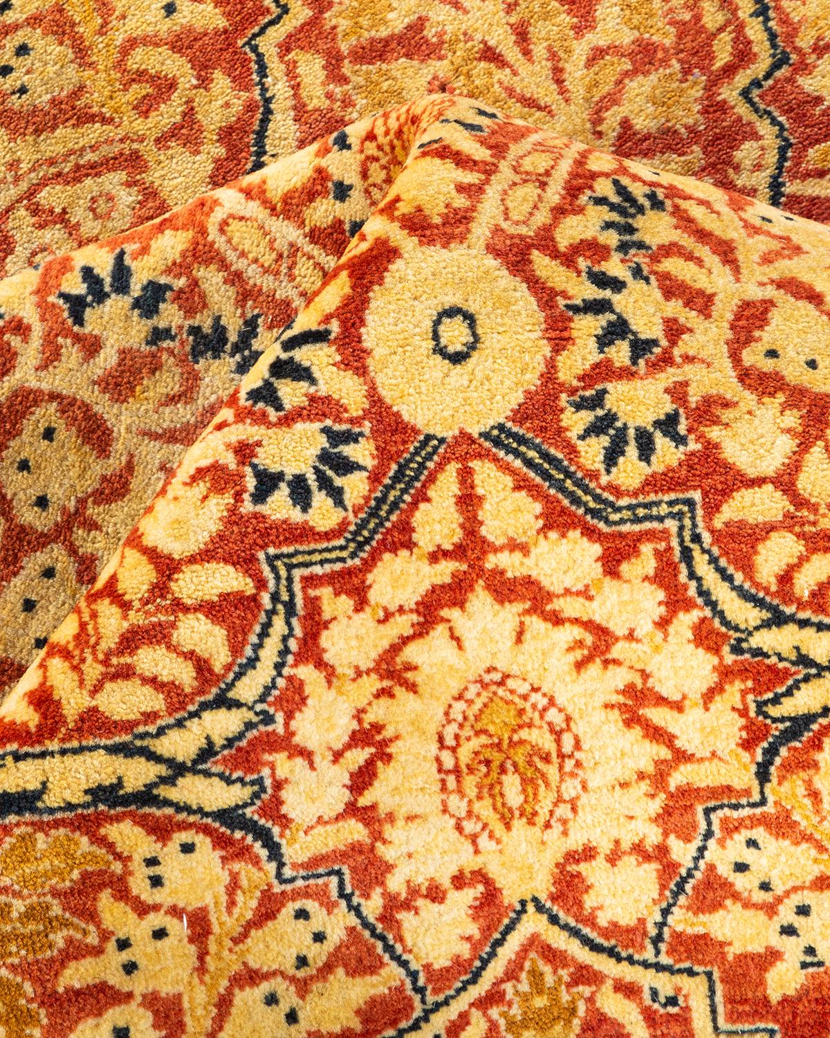 One-Of-A-Kind Hand Knotted Oriental Mogul Orange Area Rug For Sale 1