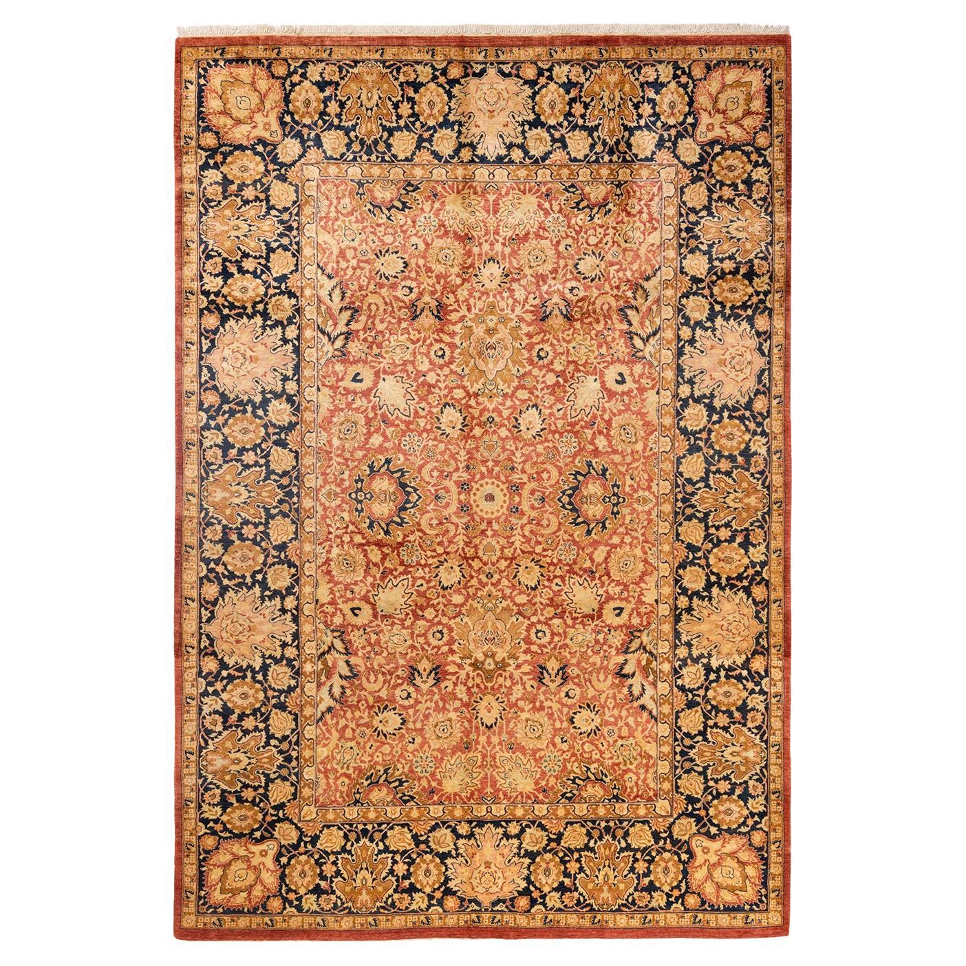 One-Of-A-Kind Hand Knotted Oriental Mogul Orange Area Rug