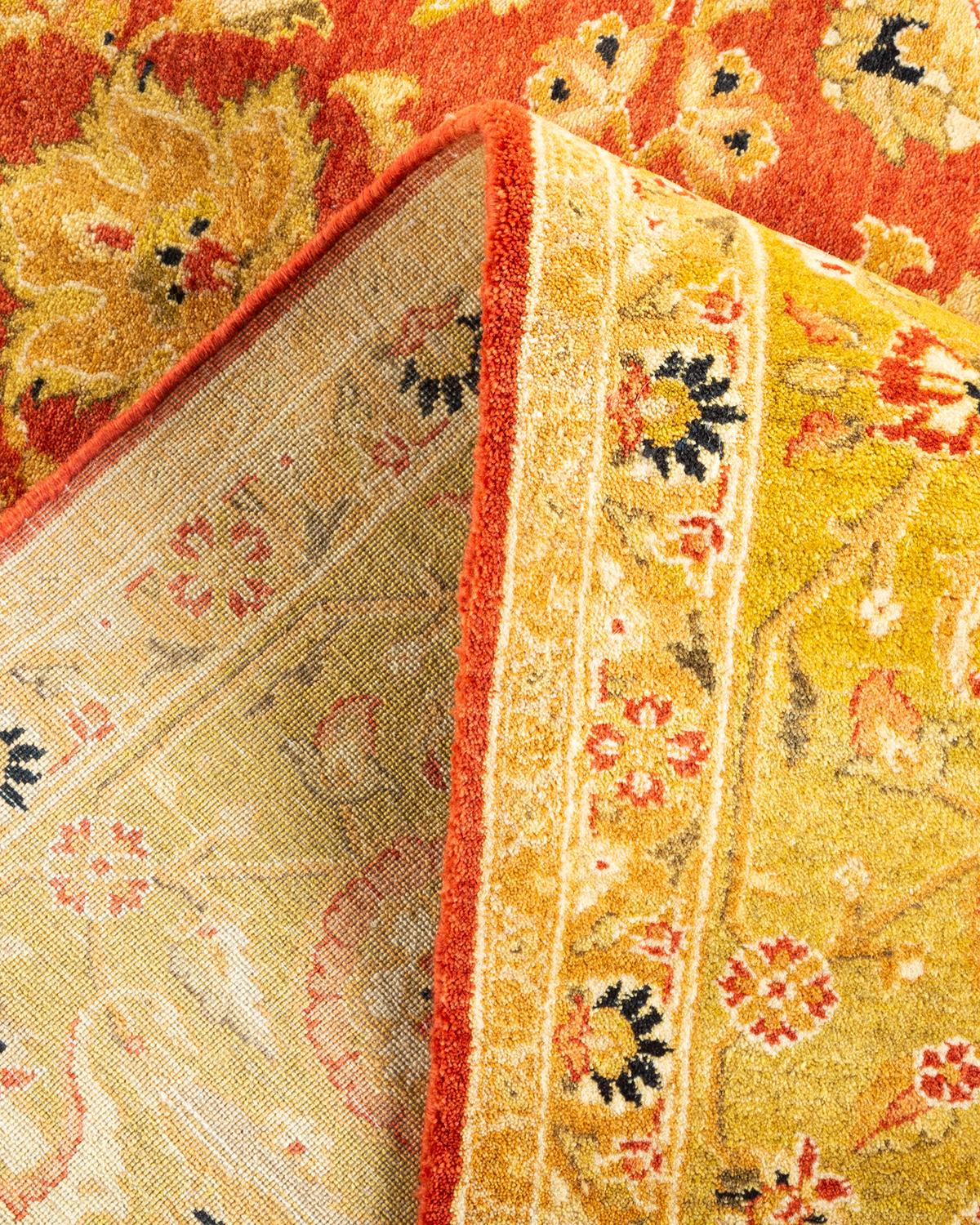 Handgeknüpfter orientalischer Mogul-Teppich in Orange, Unikat (Wolle) im Angebot