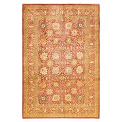 One-Of-A-Kind Hand Knotted Oriental Mogul Orange Area Rug