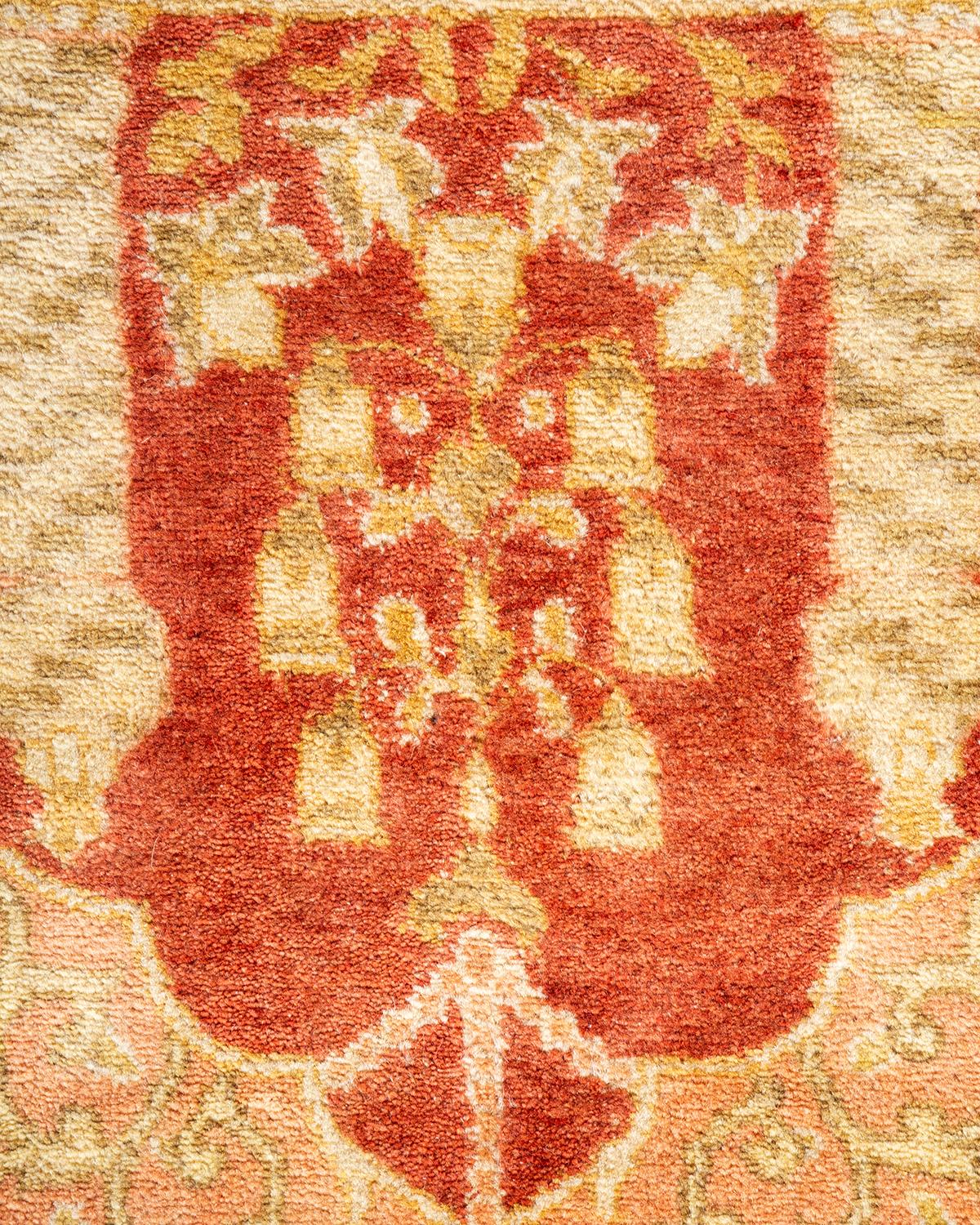 Handgeknüpfter orientalischer Mogul-Teppich in Orange, Unikat (Pakistanisch) im Angebot