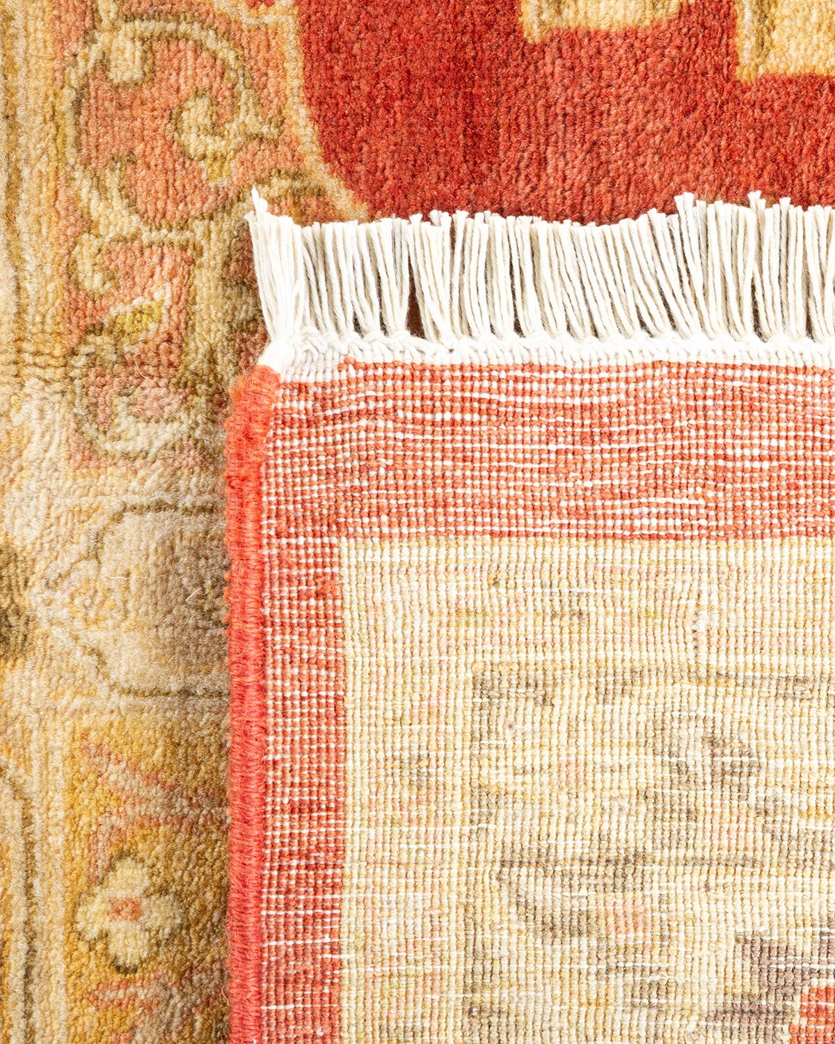 Handgeknüpfter orientalischer Mogul-Teppich in Orange, Unikat (21. Jahrhundert und zeitgenössisch) im Angebot