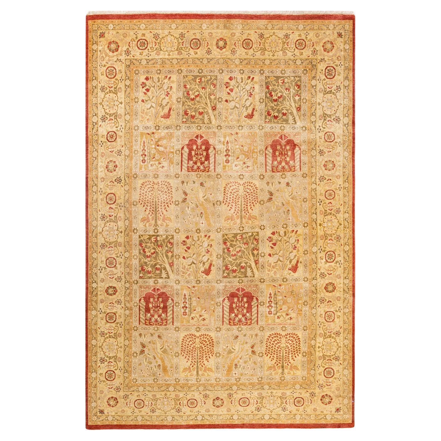 One-of-a-kind Hand Knotted Oriental Mogul Orange Area Rug