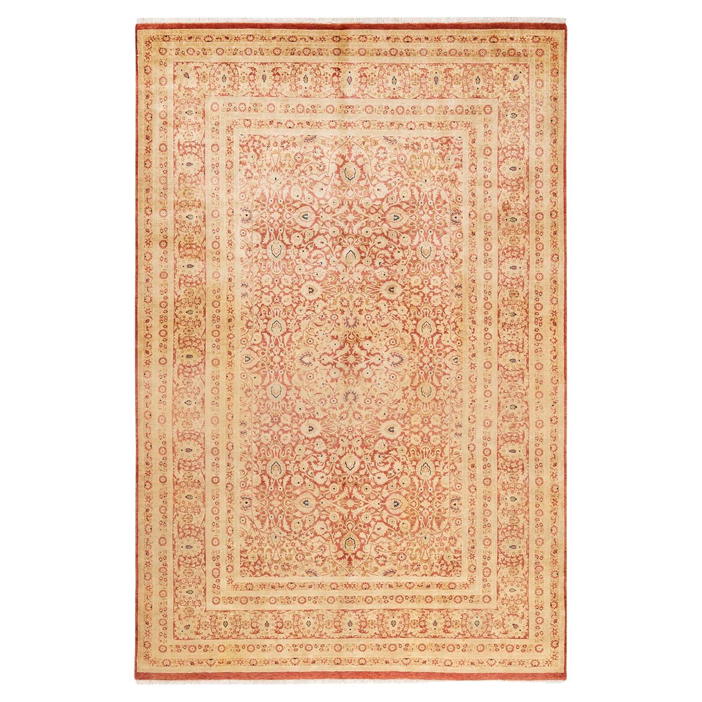 One-of-a-kind Hand Knotted Oriental Mogul Orange Area Rug