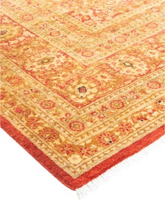 Handgeknüpfter orientalischer Mogul-Teppich in Orange, Unikat