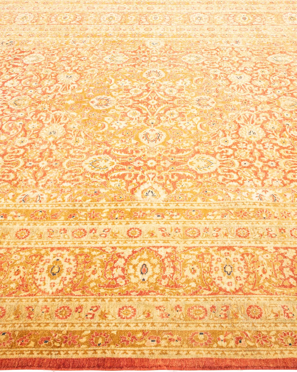 One-Of-A-Kind Hand Knotted Oriental Mogul Orange Area Rug In New Condition For Sale In Norwalk, CT