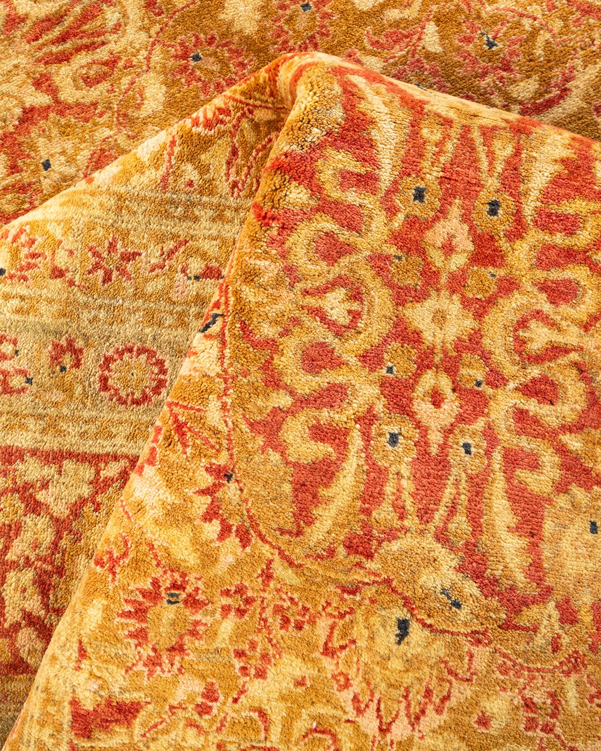 One-Of-A-Kind Hand Knotted Oriental Mogul Orange Area Rug For Sale 1