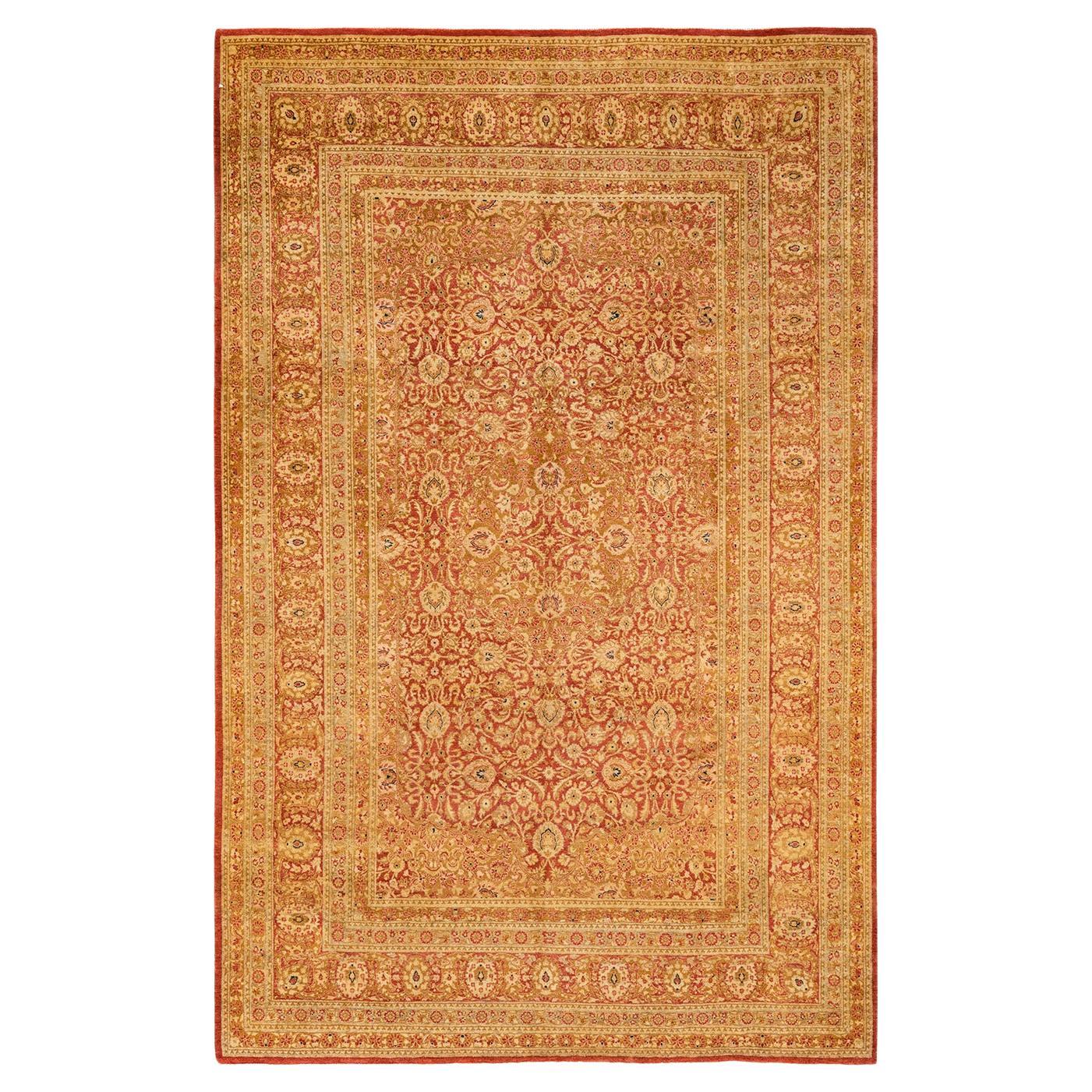 Tapis Oriental Mogul orange noué à la main - Exemplaire unique