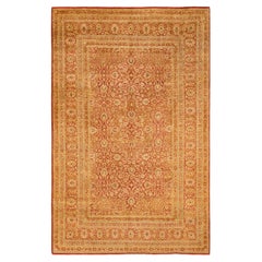 Tapis Oriental Mogul orange noué à la main - Exemplaire unique