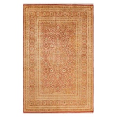 One-Of-A-Kind Hand Knotted Oriental Mogul Orange Area Rug