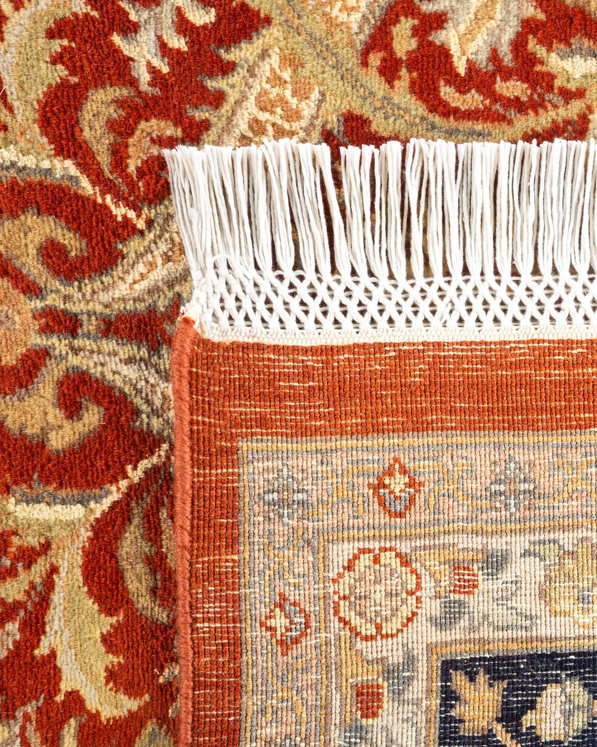 Contemporary One-of-a-kind Hand Knotted Oriental Mogul Orange Area Rug For Sale