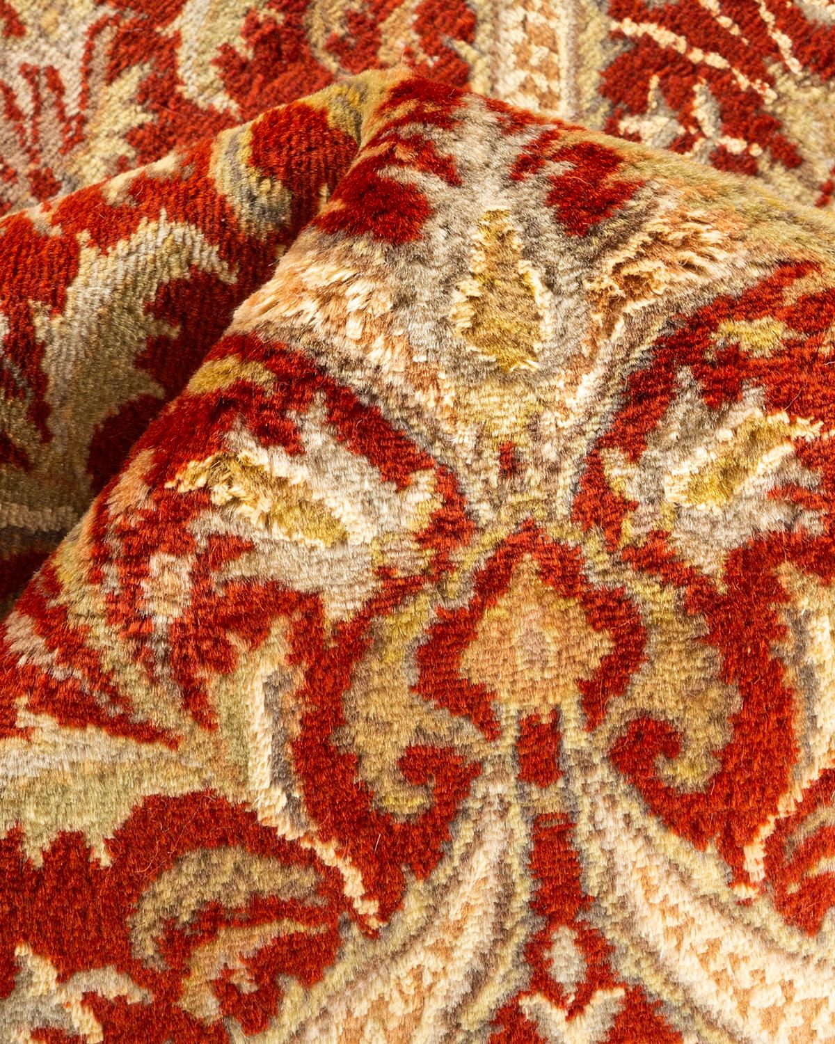 One-of-a-kind Hand Knotted Oriental Mogul Orange Area Rug For Sale 1