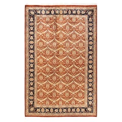 One-of-a-kind Hand Knotted Oriental Mogul Orange Area Rug