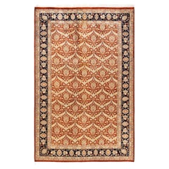 One-of-a-kind Hand Knotted Oriental Mogul Orange Area Rug