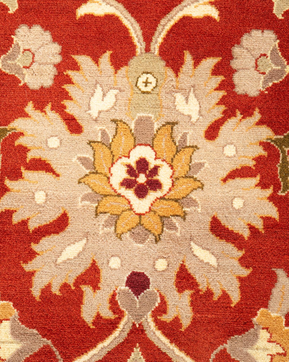 Handgeknüpfter orientalischer Mogul-Teppich in Orange, Unikat (Pakistanisch) im Angebot
