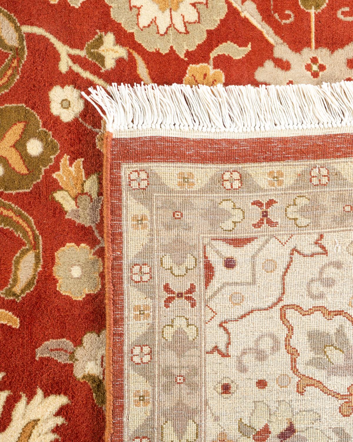 Handgeknüpfter orientalischer Mogul-Teppich in Orange, Unikat (21. Jahrhundert und zeitgenössisch) im Angebot