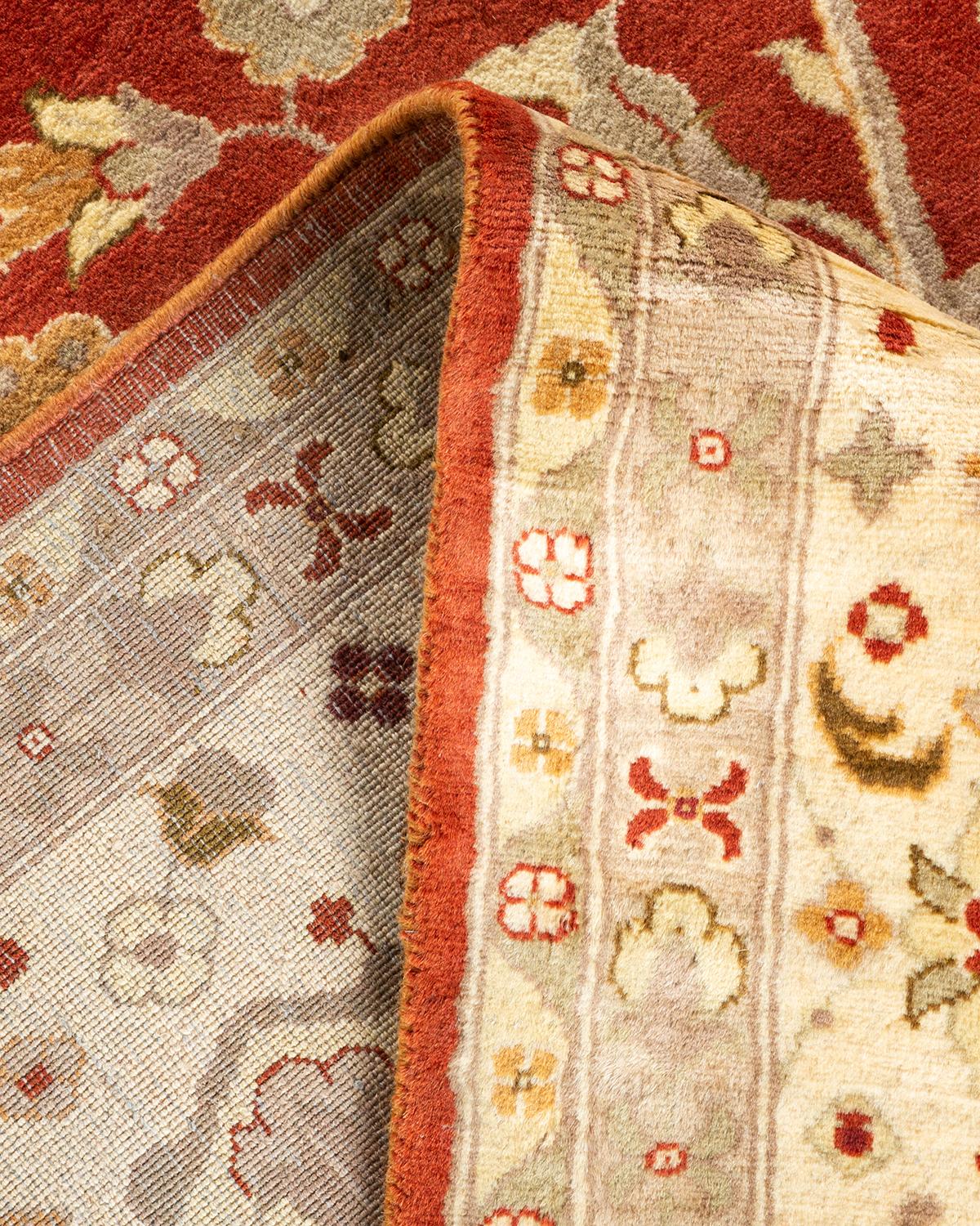 Handgeknüpfter orientalischer Mogul-Teppich in Orange, Unikat (Wolle) im Angebot