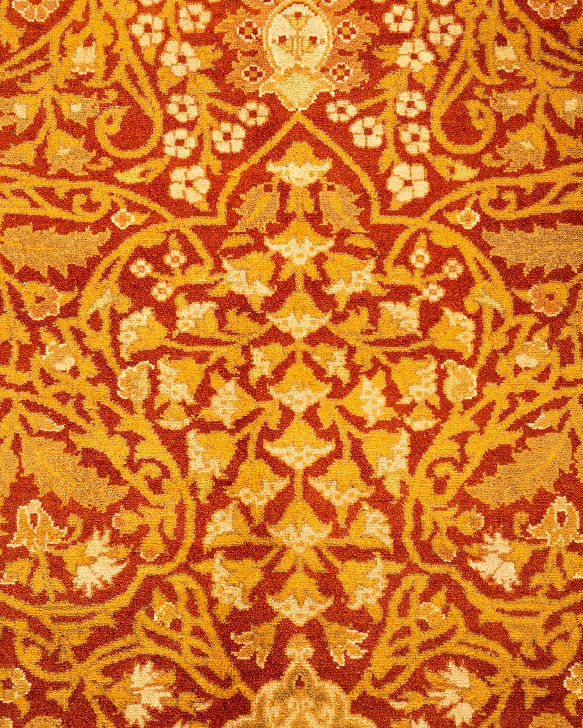 Handgeknüpfter orientalischer Mogul-Teppich in Orange, 1,25 m x 2,25 m, Unikat (Pakistanisch)