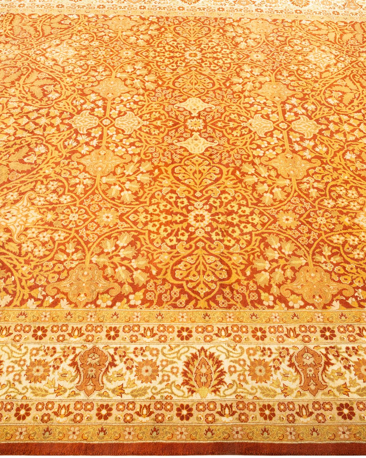 Handgeknüpfter orientalischer Mogul-Teppich in Orange, 1,25 m x 2,25 m, Unikat im Zustand „Neu�“ in Norwalk, CT