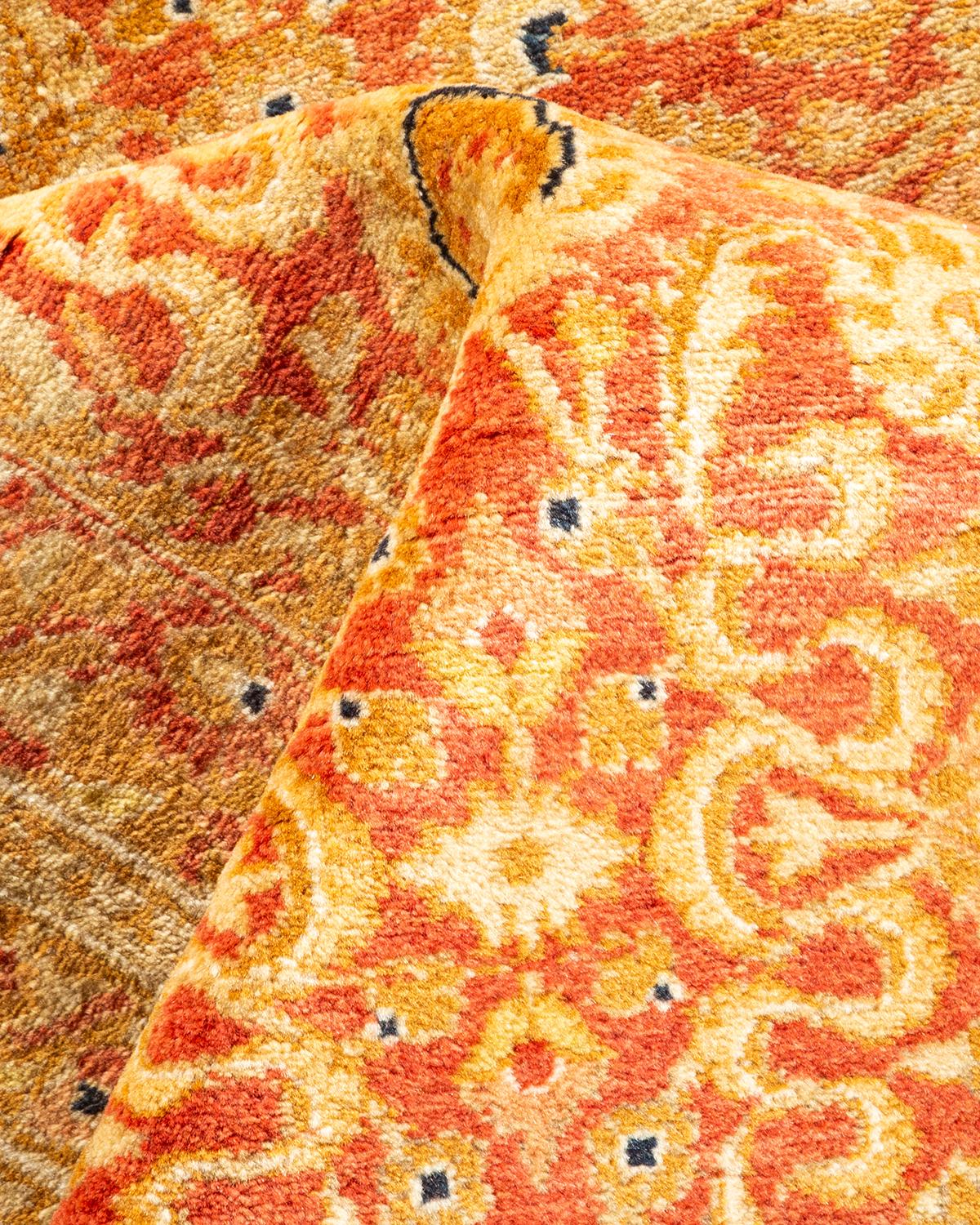 One-Of-A-Kind Hand Knotted Oriental Mogul Orange Area Rug For Sale 1
