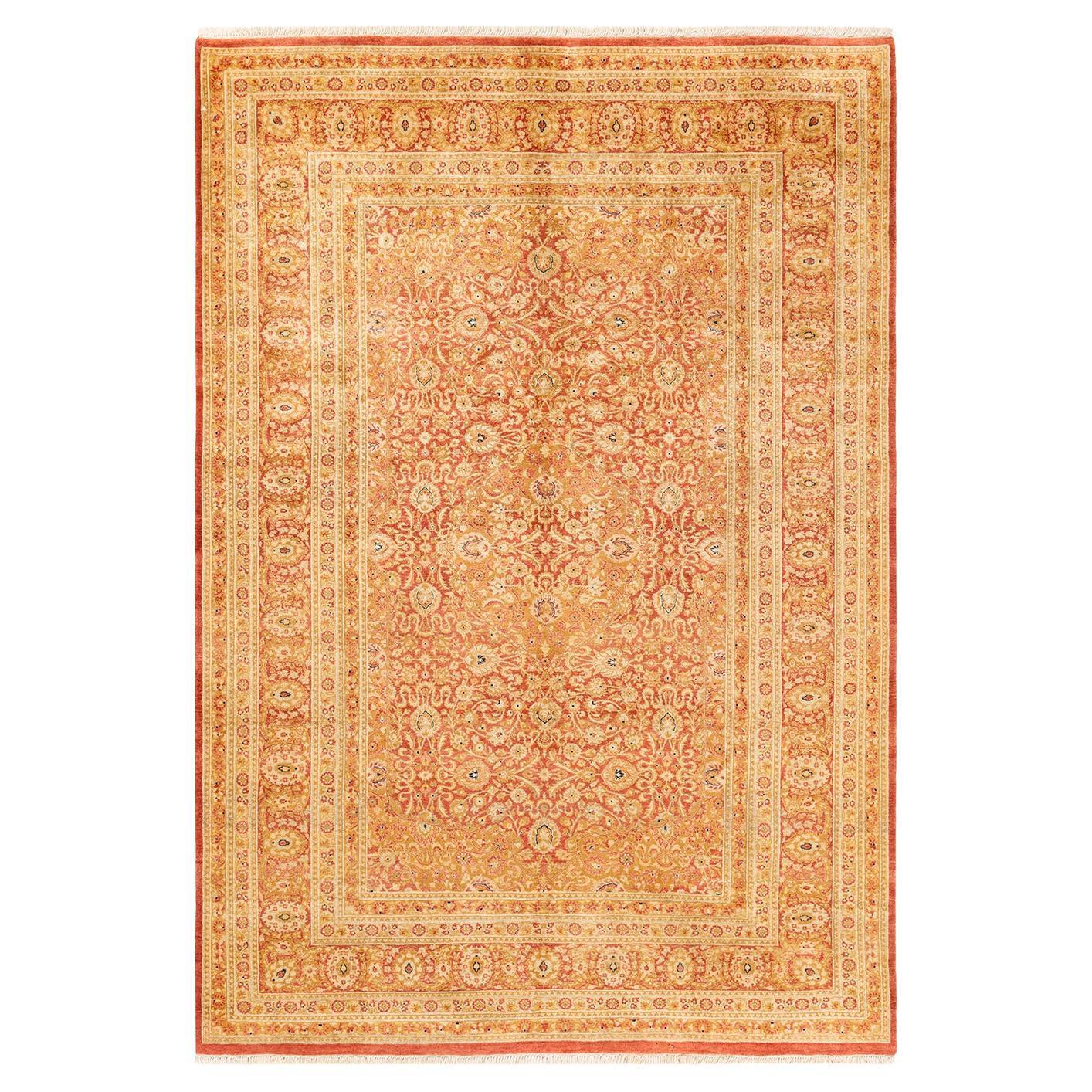 One-Of-A-Kind Hand Knotted Oriental Mogul Orange Area Rug