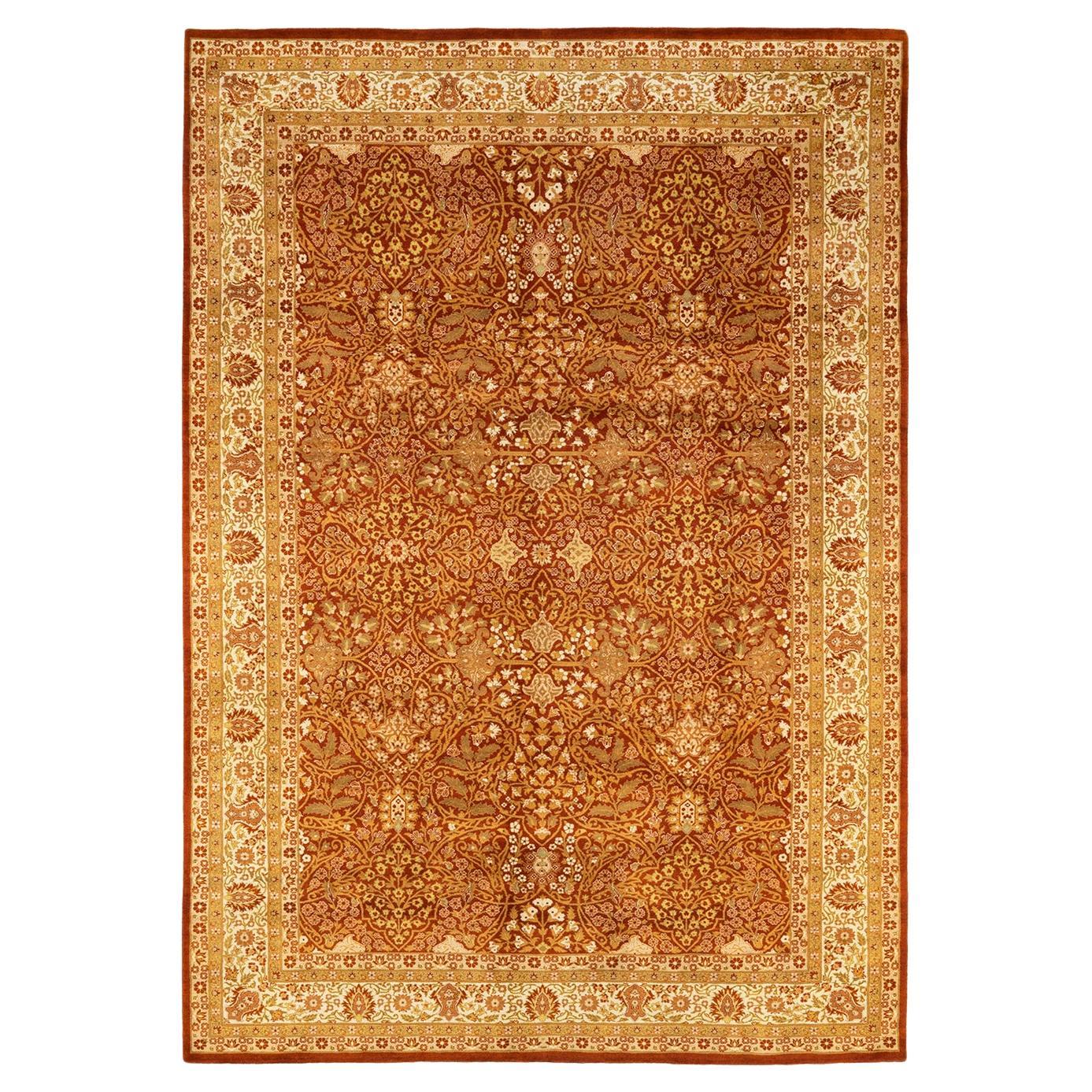 One-Of-A-Kind Hand Knotted Oriental Mogul Orange Area Rug 6' 2" x 8' 10" For Sale