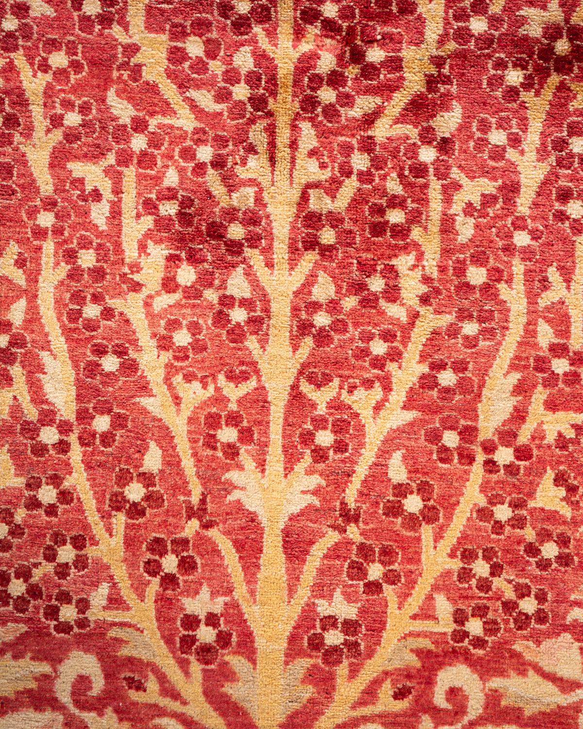 Pakistani One-of-a-kind Hand Knotted Oriental Mogul Orange Area Rug
