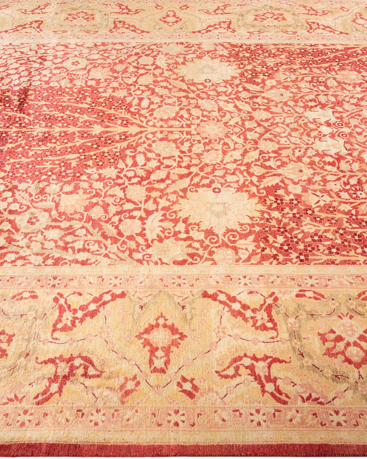 One-of-a-kind Hand Knotted Oriental Mogul Orange Area Rug In New Condition For Sale In Norwalk, CT