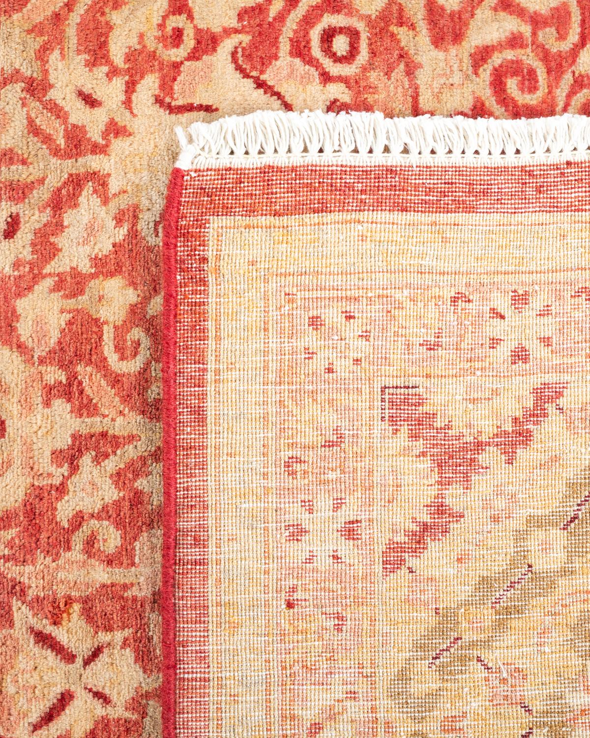 Contemporary One-of-a-kind Hand Knotted Oriental Mogul Orange Area Rug