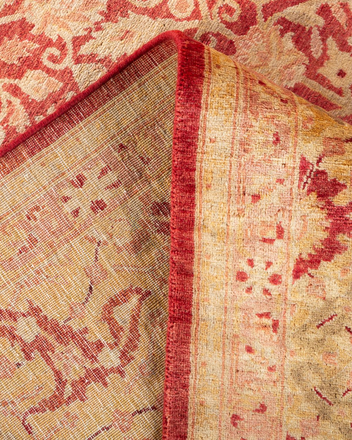 Wool One-of-a-kind Hand Knotted Oriental Mogul Orange Area Rug